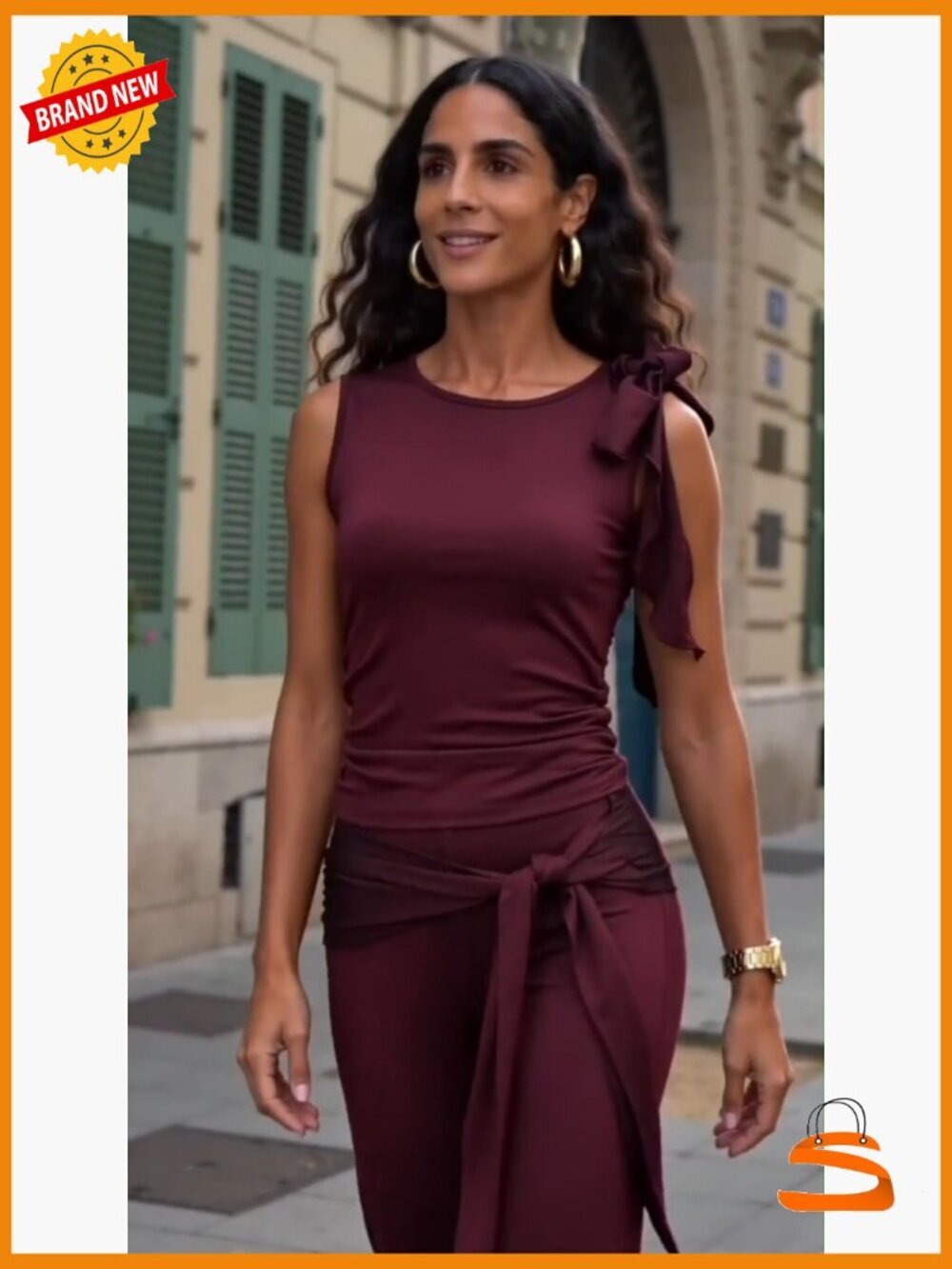 Women's 2 Piece Outfits Ruffle Tank Top & Flare Pants Matching Set Summer - Picture 7 of 7
